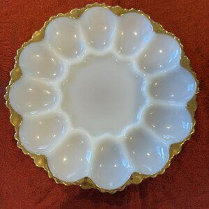 Vintage Milk Gass Deviled Egg Dish
